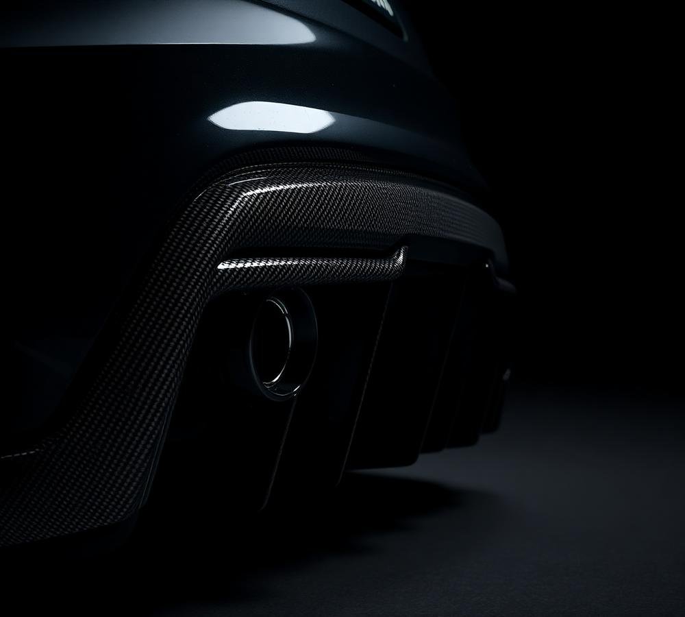 Carbon fiber rear diffuser with aggressive fins